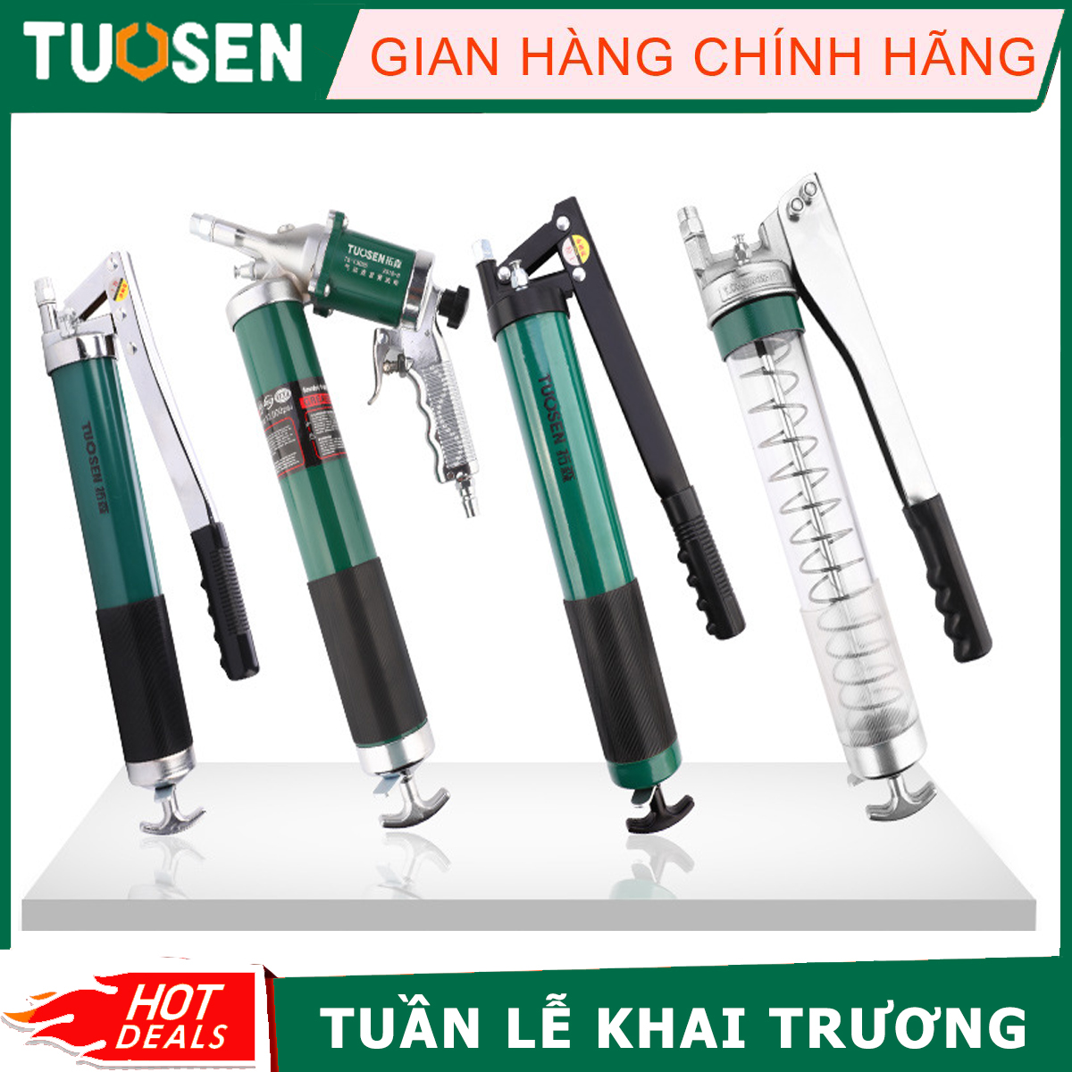 Thiết bị bơm mỡ bằng tay 600cc Tuosen - với 4 lựa chọn bình