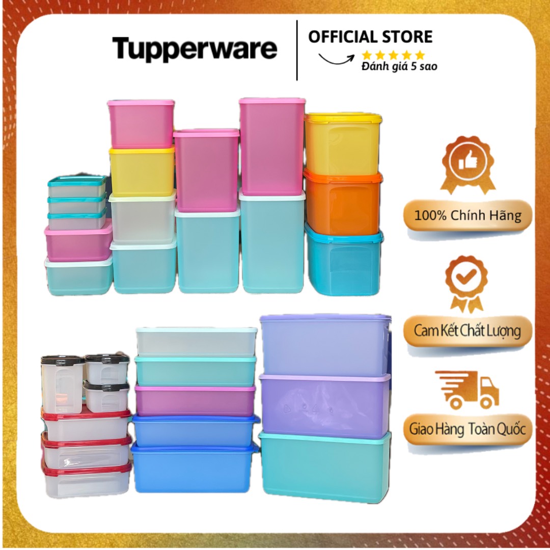 Hộp trữ mát vuông tupperware 650ml/1l/1.3l/2.2l/3.1l lẻ các màu - tupperware mall chợ lớn