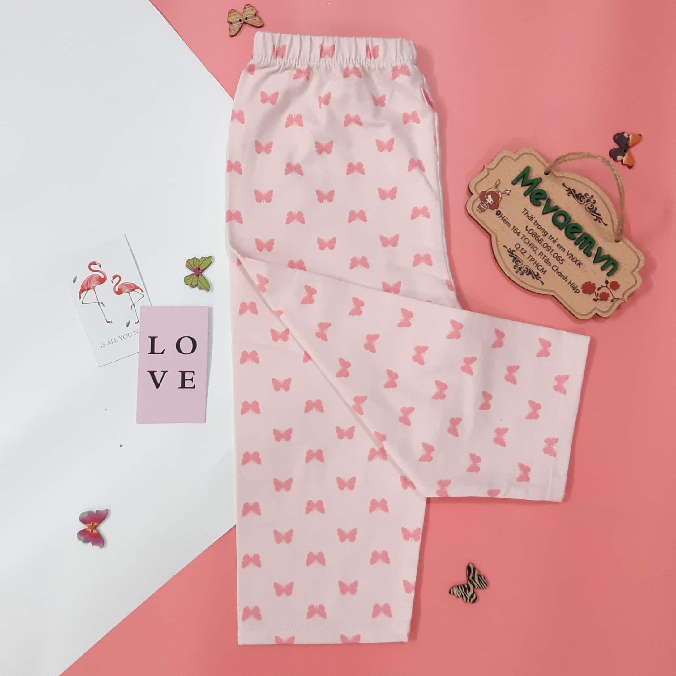 Quần legging lửng bg gap hồng bướm hồng