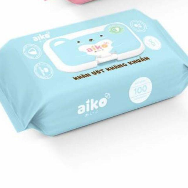 Khăn ướt kháng khuẩn aiko 100 tờ không mùi xanh