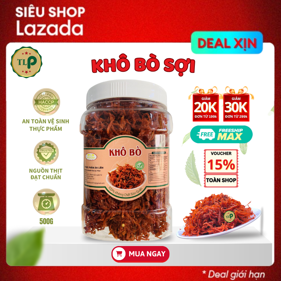 KHÔ BÒ XÉ SỢI TÂN LỘC PHÁT - HŨ 500G