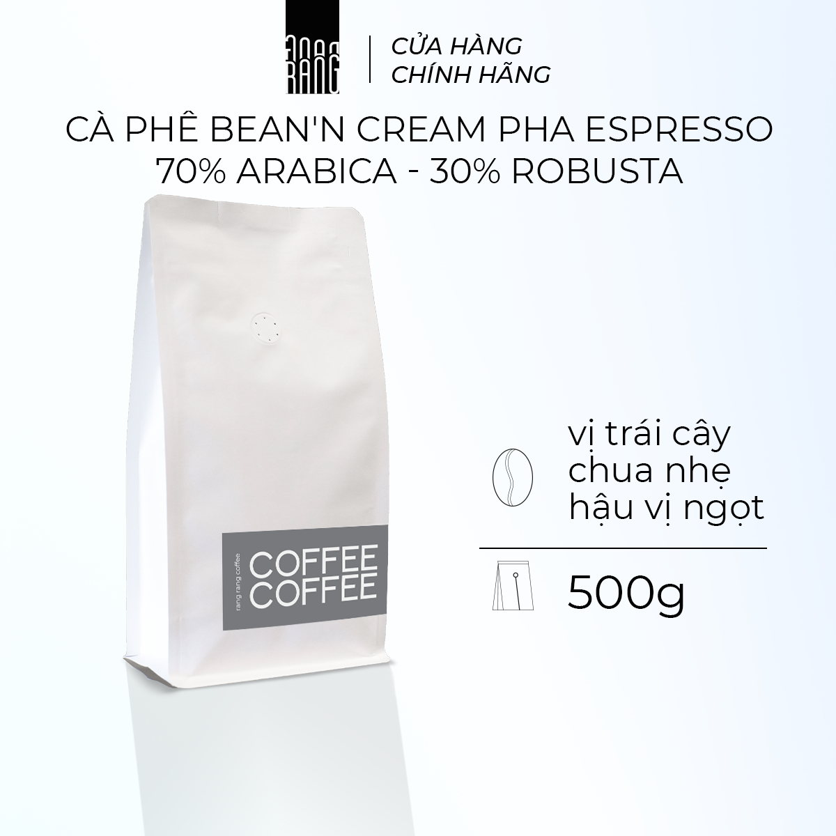 Cà phê rang xay nguyên chất bean'n cream việt nam - blend arabica & robusta, pha phin, pha espresso, v60, chua nhẹ, hậu vị ngọt rang rang coffee 500gr