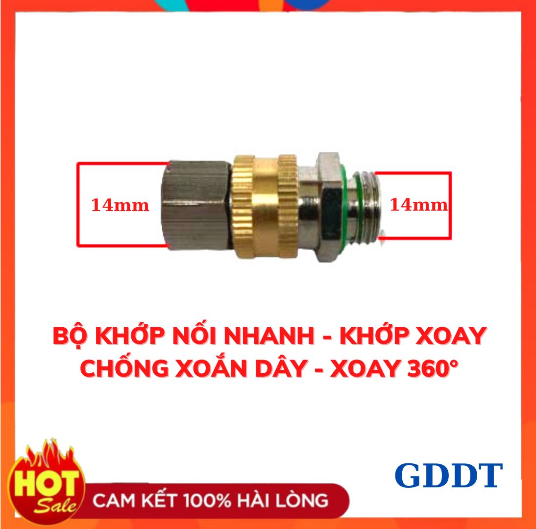 Khớp nối nhanh, Khớp nối nhanh xoay chống xoắn dây áp lực rửa xe (Ren 14mm)