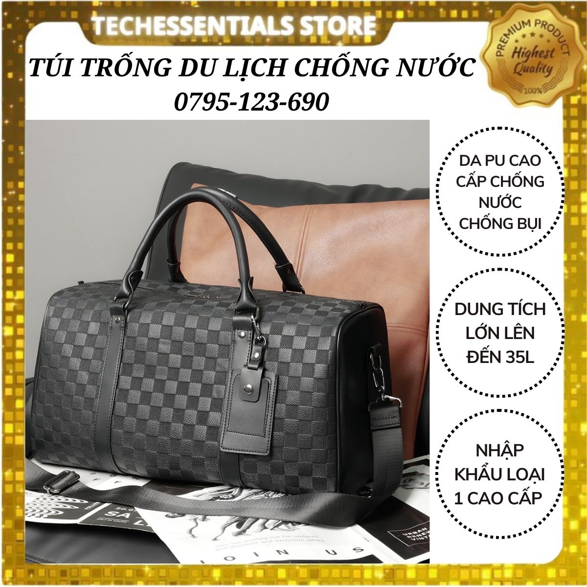 Túi đựng quần áo du lịch chống thấm nước,túi đựng đồ du lịch cỡ lớn,túi xách du lịch đựng laptop điện thoại đa năng TechEesentials Store