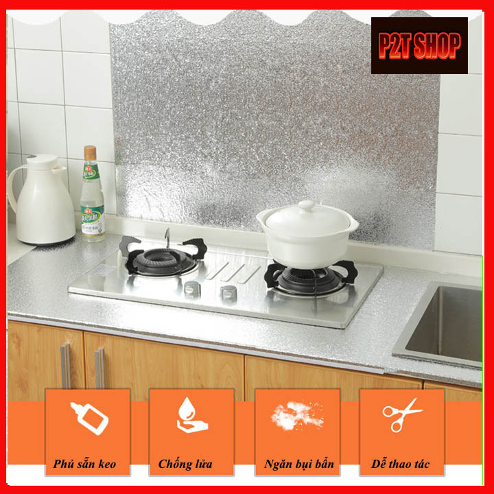 Giấy dán bếp bạc, giấy dán trang trí, giấy dán tường đẹp, decal dán tường đẹp