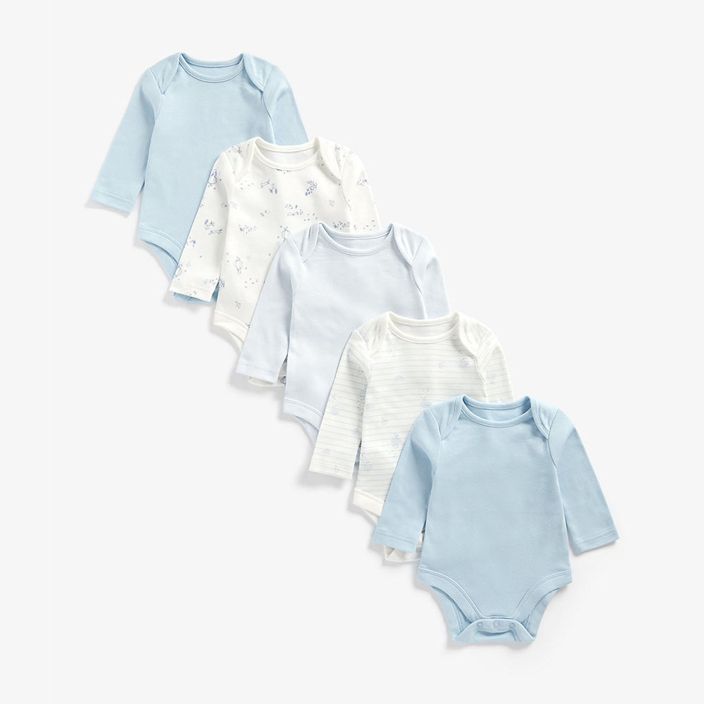 Mothercare - bodysuit - set 5 áo liền quần màu xanh bé trai
