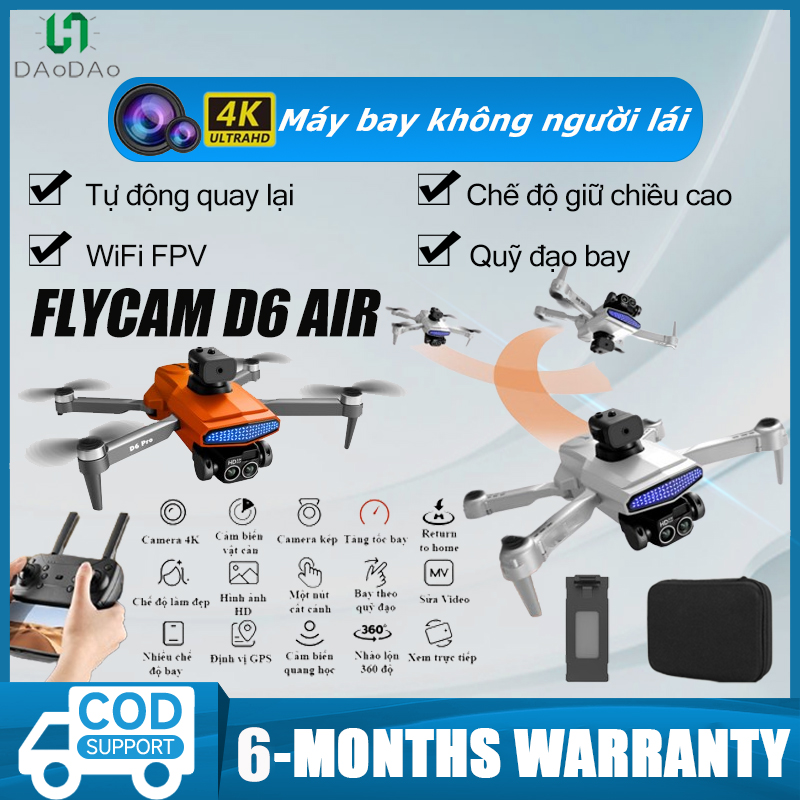 Flycam Camera Mini D6 Pro AIR-UAV Tích Hợp Điều Khiển Từ Xa Quadcopter Chống Rơi Cảm Biến 4K Drone Gimbal Camera-máy Ảnh Đơn