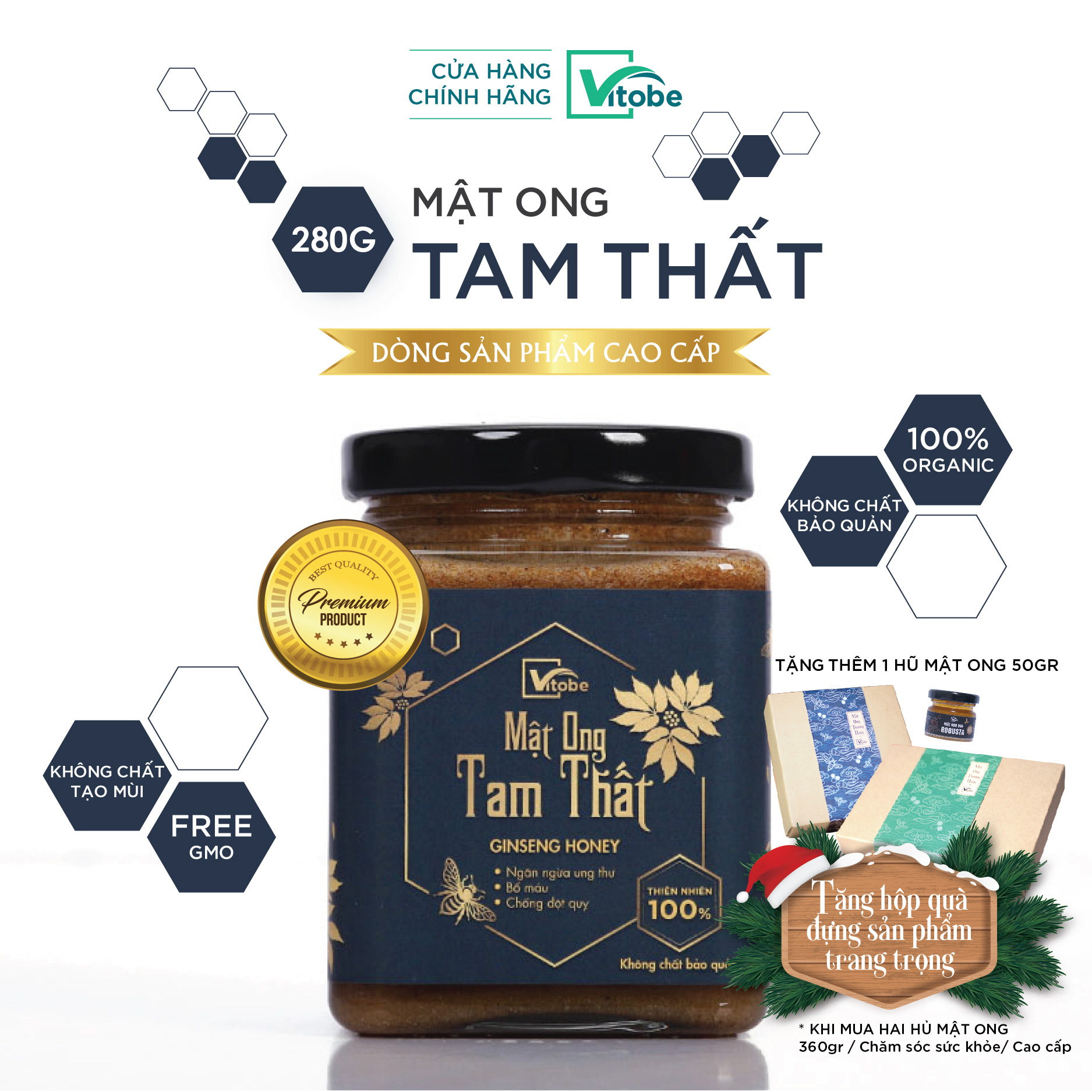 Mật ong tam thất vitobe - hữu cơ 100% - bổ máu, phòng ngừa ung thư