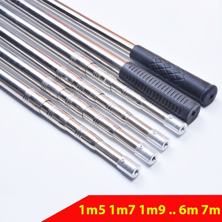 Cán Vợt Cá Inox 1m5 1m9 2m5 3m 4m - Cán Vợt Cá Thích Hợp Mọi Loại Mặt Vợt Cá, Có Thể Rút Gọn, Đa Năng