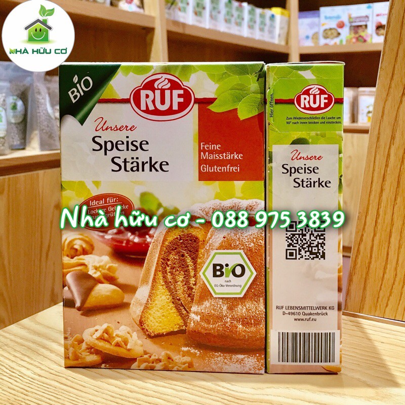 Tinh bột bắp hữu cơ Ruf làm bánh gato, bánh ngọt, pudding, bông lan, làm sệt các món súp, nước sốt ... - 400gr