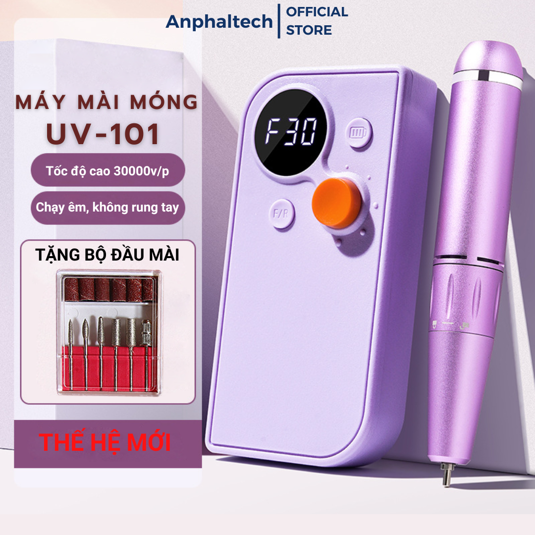 Máy mài móng manicure uv101, máy mài nail mài bột tích điện cầm tay cao cấp- tặng kèm bồ đầu mài