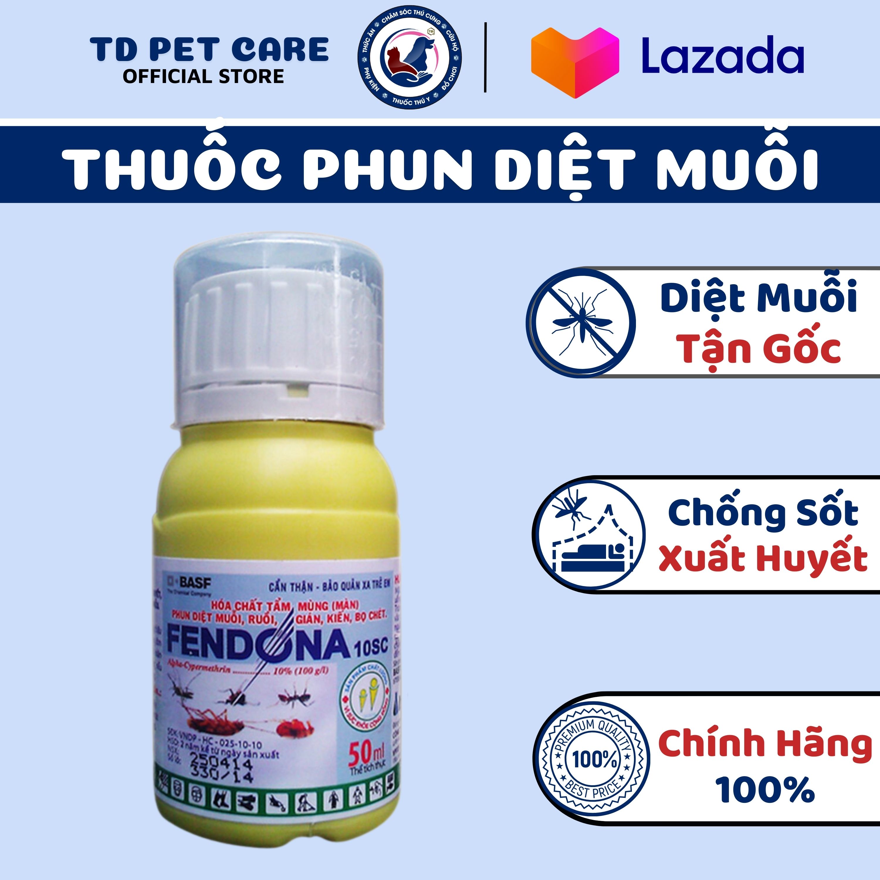 Dung dịch diệt muỗi pha phun không độc hại fendona gói 5ml - chế phẩm diệt côn trùng hiệu quả cao