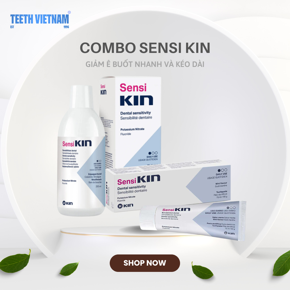 Combo kem đánh răng và nước súc miệng sensikin cho răng nhạy cảm