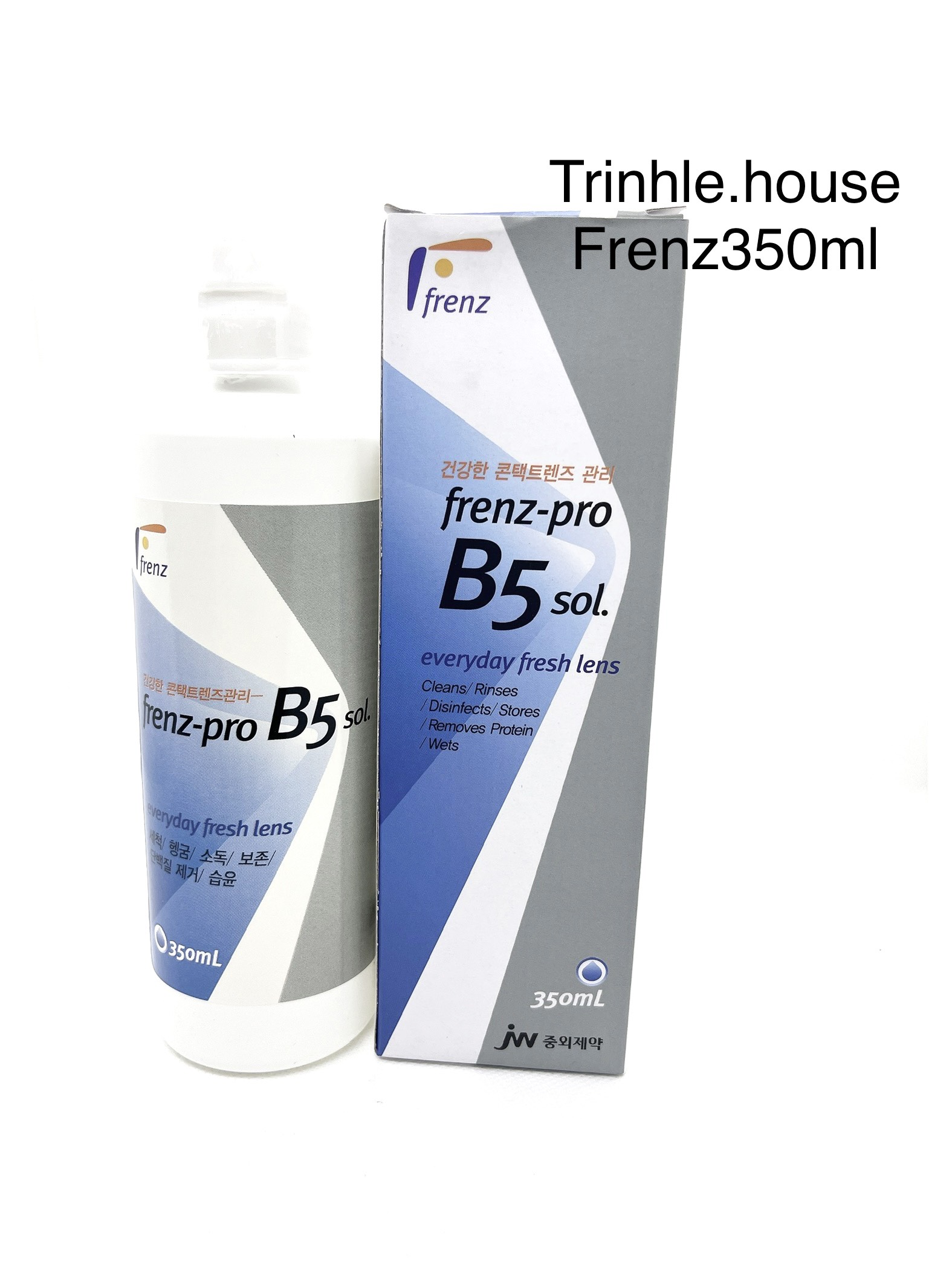 Nước ngâm kính áp tròng Frenz pro B5 350ml- dung dịch rửa lens Hàn Quốc date 2025