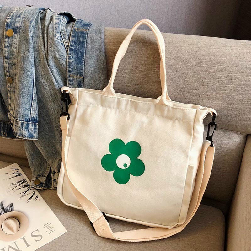 Túi xách vải canvas cỡ lớn họa tiết bông hoa