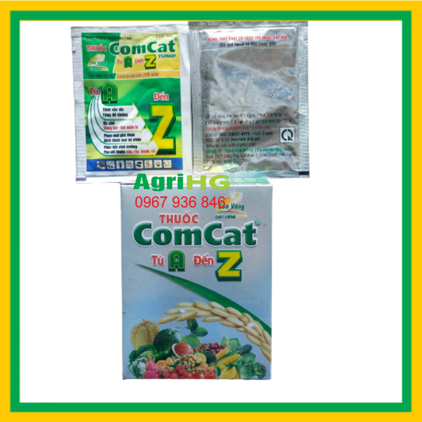 Comcat từ a đến z 150wp gói 7,55gram, com hộp 10 gói, kích thích sinh trưởng, ra rễ, tăng đề kháng, ức chế vàng lùn, lùn xoắn lá ( vtnn agrihg