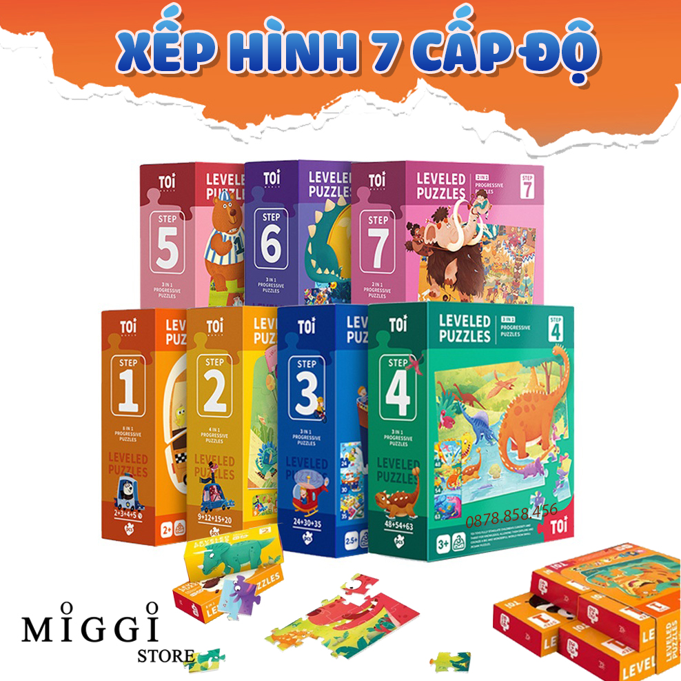 [SALE KỊCH SÀN] Xếp hình Level up Jigsaw Puzzle TOI - Đồ chơi ghép hình 7 cấp độ - Đa dạng chủ đề cho trẻ từ 1,5-7+ - Đồ chơi giáo dục thông minh cho bé - Hàng chính hãng