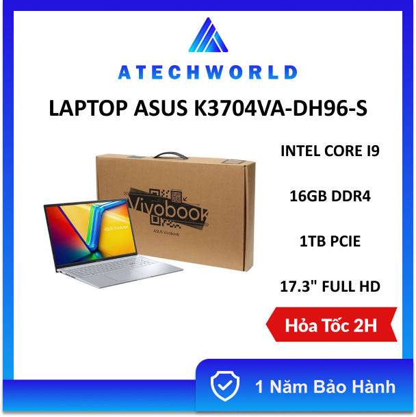Laptop Asus Vivobook K3704VA-DH96-S (Core i9/17.3/WIN11/16 GB/1 TB SSD) - Hàng Chính Hãng - BH 1 năm - Có Xuất VAT Giá 29,900,000 Đồng*Miễn phí vận chuyển
