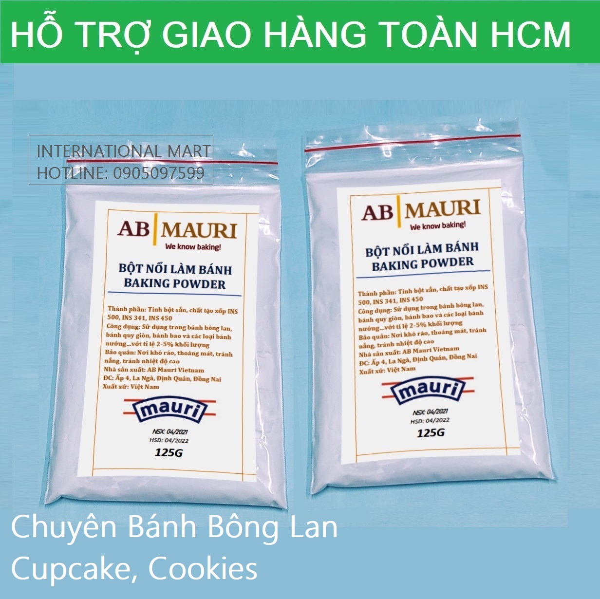 Bột nổi Baking Powder AB Mauri 125g/250g bột nở chuyên bánh bông lan