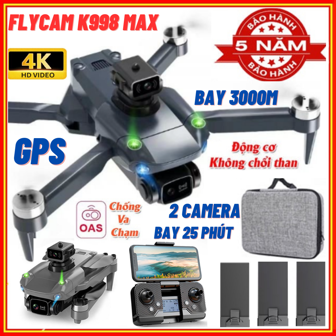 Máy Bay Flycam Drone Camera 8K Flaycam K998 Max G.P.S Cảm Biến Tránh Vật Cản Laycam điều khiển từ xa Fly cam Playcam Phờ lai cam Flaycam Play camera chất hơn sjrc f11s 4k pro mavic 3 pro drone p9 k101 max