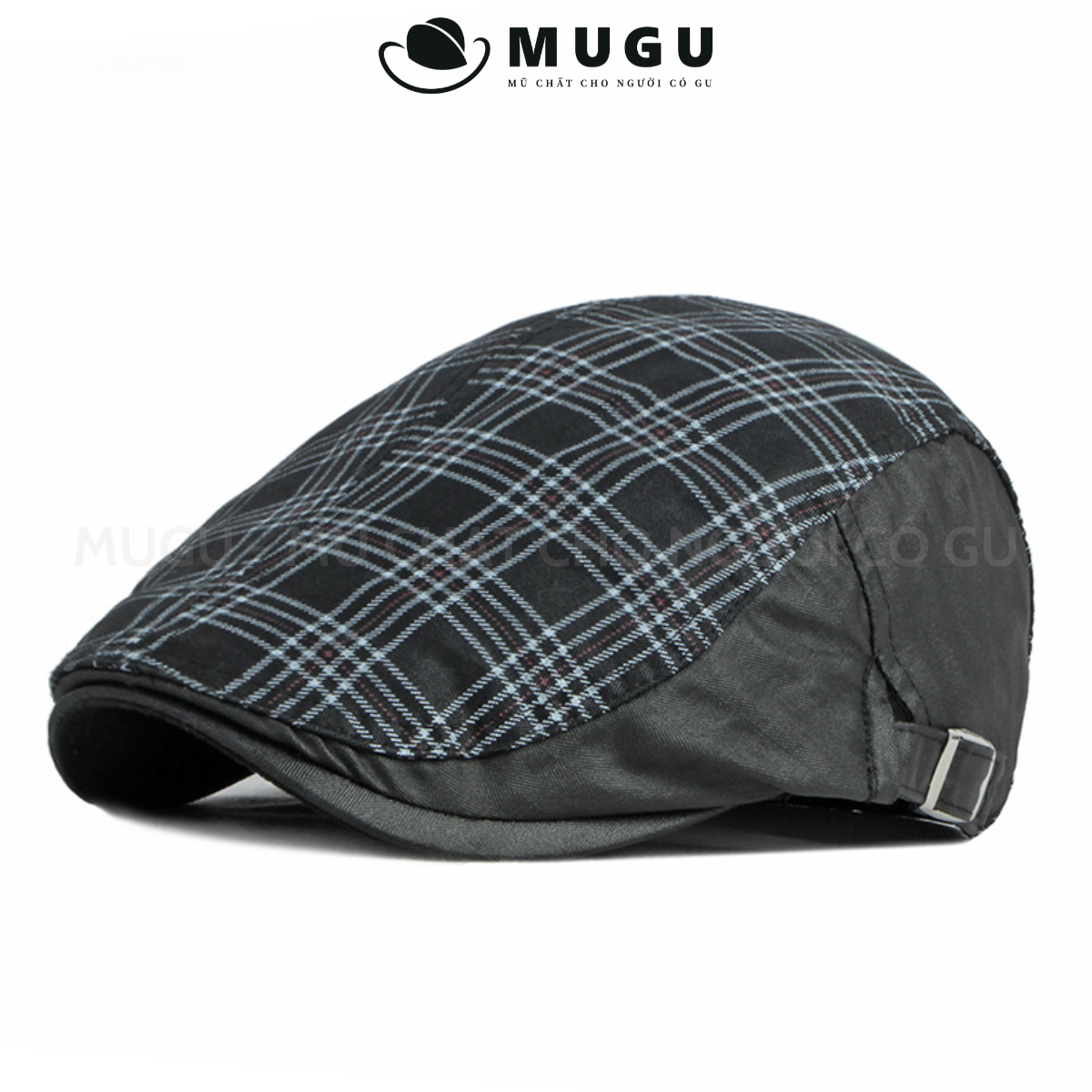 Mũ nồi kẻ caro vải cotton trung niên br19 - mũ beret cao cấp sành điệu | mugu