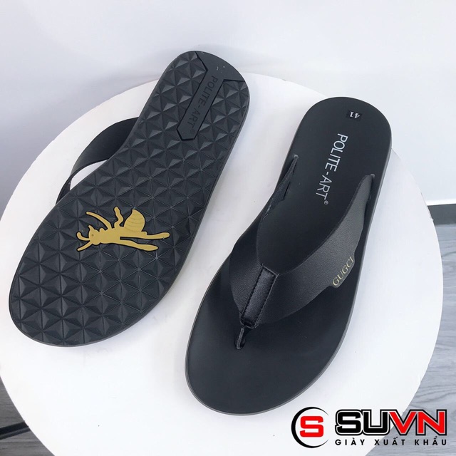 Dép Kẹp Ngón Nam Da Bò Siêu Êm Đế Cao Su Mềm Đúc Nguyên Khối Bao Êm Mềm