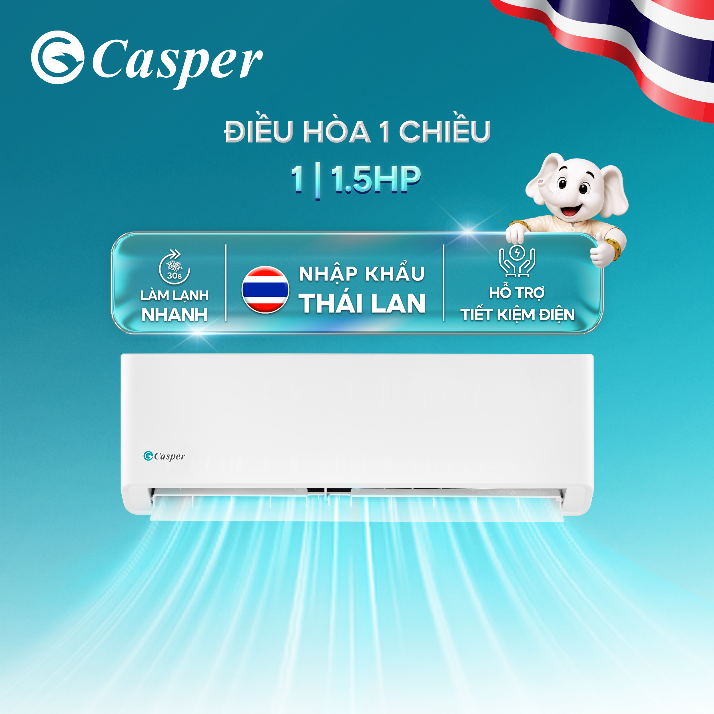[Installation Service 0 Vnd Hcm/Hn] Casper 1-Way Air Conditioner/Air Conditioning Unit (Non-Inverter) 1Hp/ 1.5Hp - Sc-09Fb36A/ Sc-12Fb36A - 3-Year Warranty