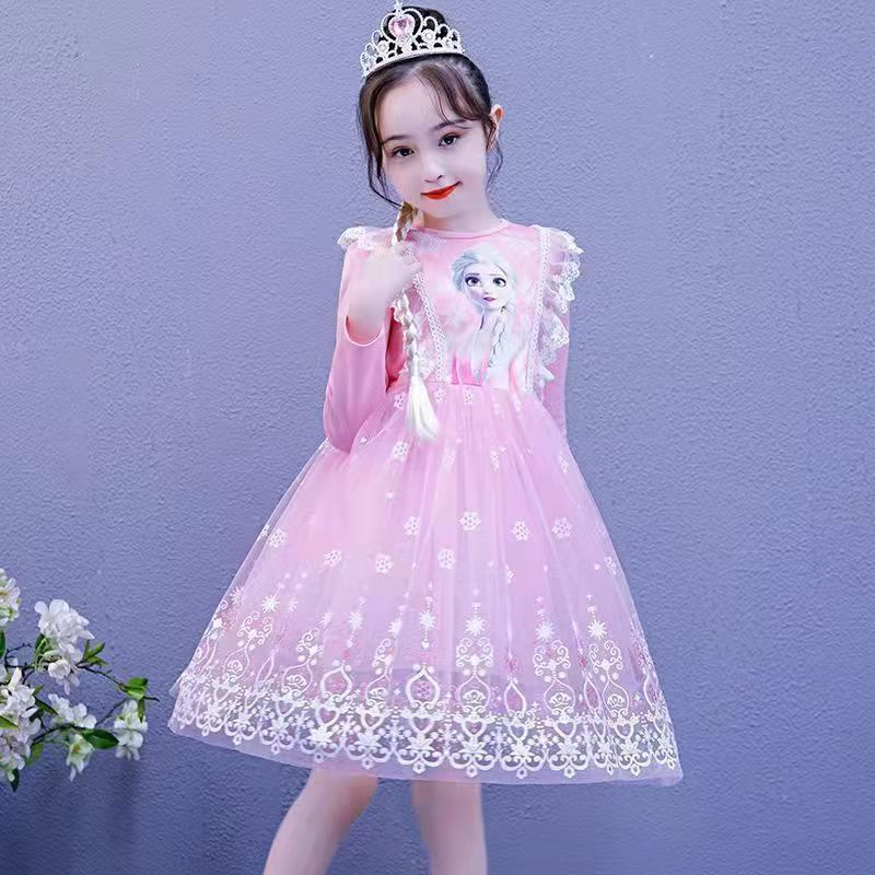 Đầm bé gái Đầm công chúa Elsa Đầm công chúa trẻ em Đầm Lolita bé gái 1-8 tuổi ĐầM LướI