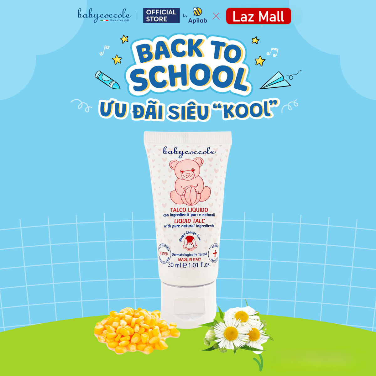 Phấn Rôm Nước Babycoccole 0M+ 30ml với Tinh Bột Bắp