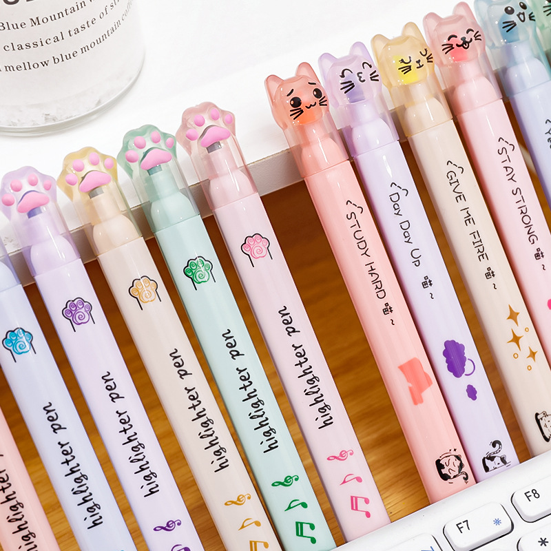 Set 6 bút dạ quang bút highlight mèo cute lila s6butnhomeo42