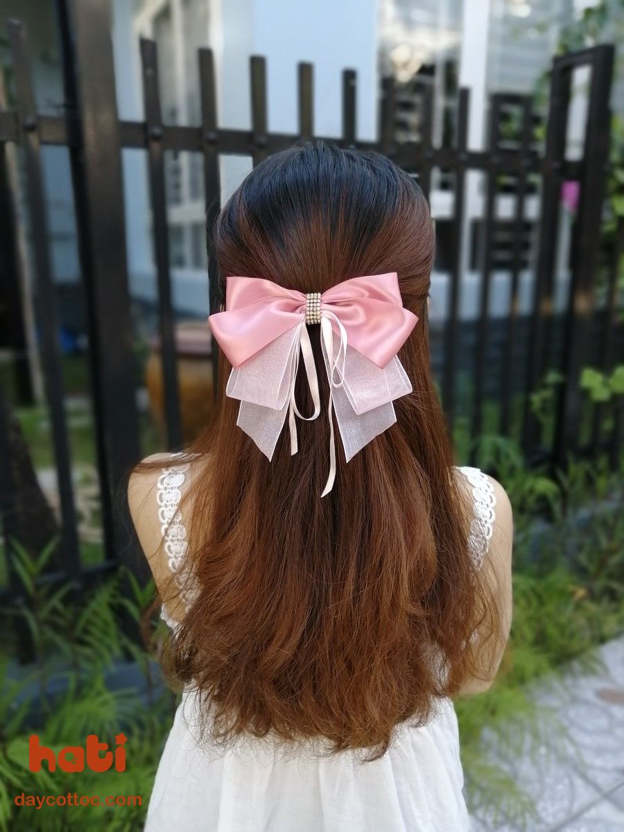 Kẹp tóc càng cua thắt nơ phối vải lông lớn thời trang  Shopee Việt Nam