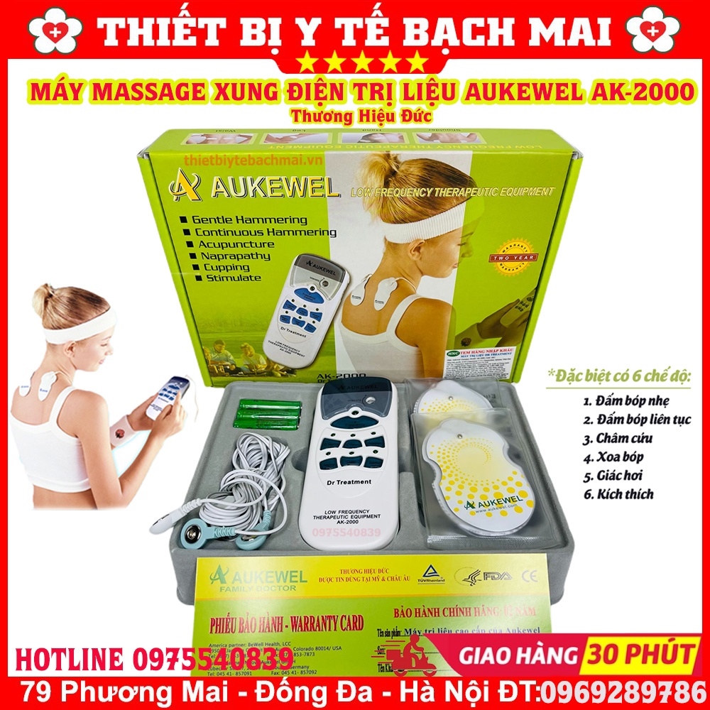 ❁┇ [ComBo] Máy Massage Trị Liệu Xung Điện Thương Hiệu Đức Aukewel AK-2000 Và 2 Cặp Miếng Dán