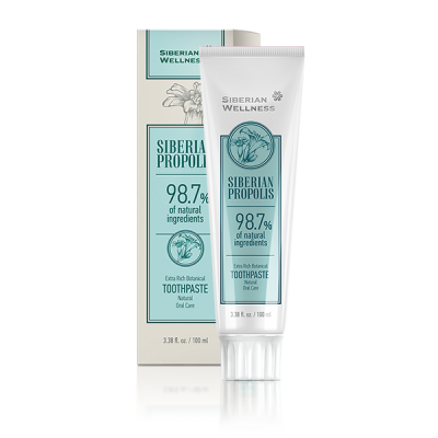 Kem đánh răng thảo dược "Keo ong Siberi" siberian wellness, trắng sáng,trắng răng tự nhiên, giảm ê buốt răng, loại bỏ vôi răng 100ml