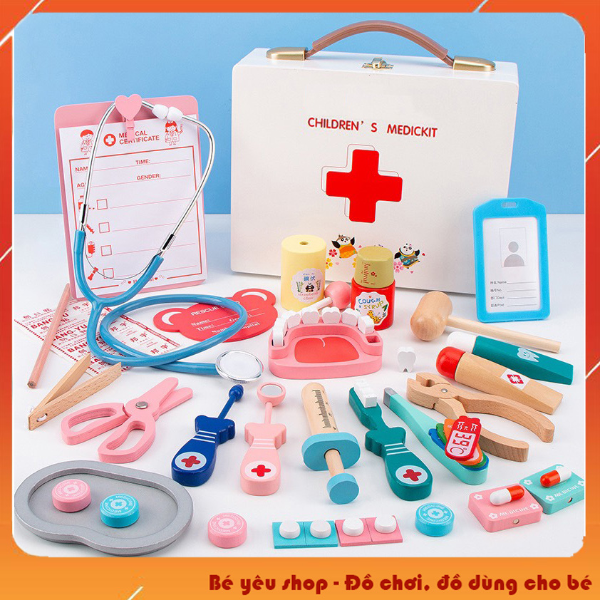 Đồ chơi trẻ em Bộ đồ chơi bác sĩ vali gỗ cao cấp cho bé - Đồ chơi giáo dục - Đồ chơi thông minh - Đồ chơi y tế
