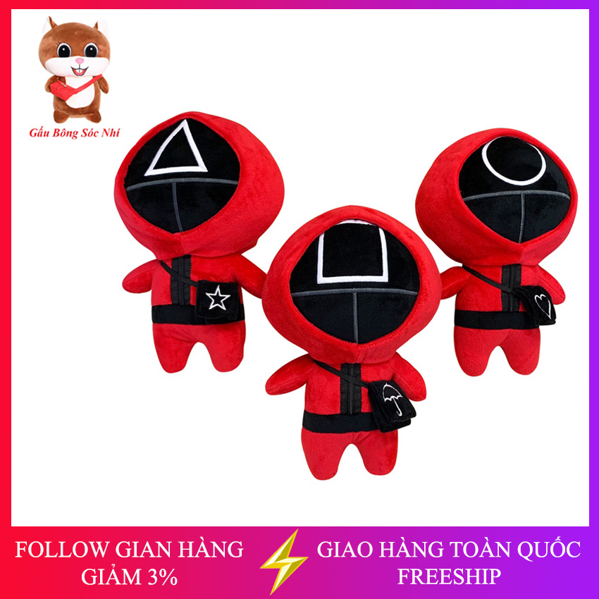 Gấu bông trò chơi con mực, Squid Game đủ mặt vuông tròn tam giác - Gấu Bông Sóc Nhí