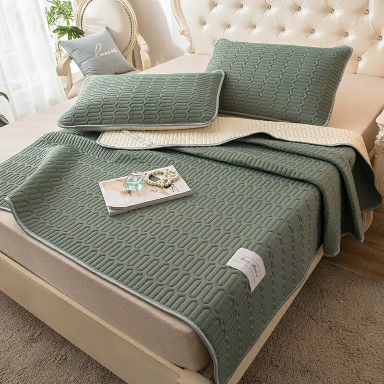 Chiều điều hòa mủ cao su non xanh rêu loại 1m8