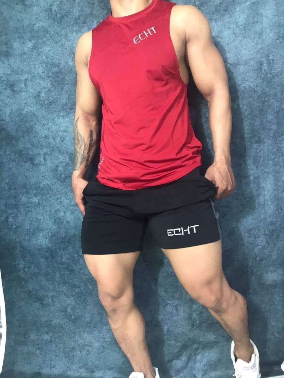 Quần đùi tập gym thể thao nam echt quần short thể thao nam thun poly co giản tốt mát mẽ - do tap gym the thao lehanh sport