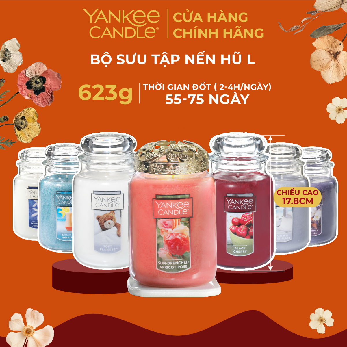 Nến thơm hũ CHÍNH HÃNG Yankee Candle size L (623g) - BST mùi hương đặc biệt