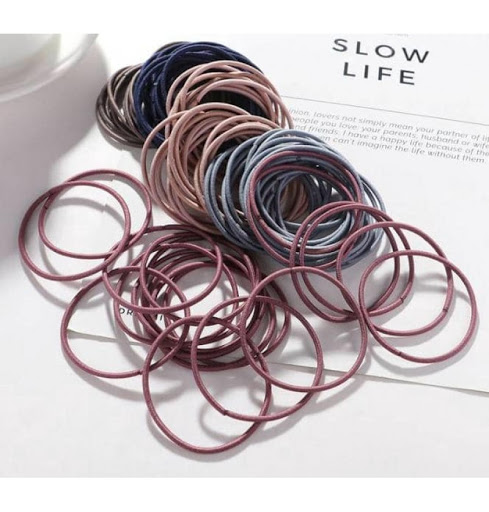 Sét 1 bịch 100c thun cột tóc mix 5 màu kèm túi zip tiện lợi - đồ cột tóc nữ siêu cute - dây thun cột tóc tiện lợi