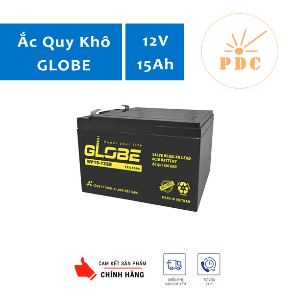 Ắc Quy GLOBE 12V-15Ah, WP15-12SE - (PDC-TECH)