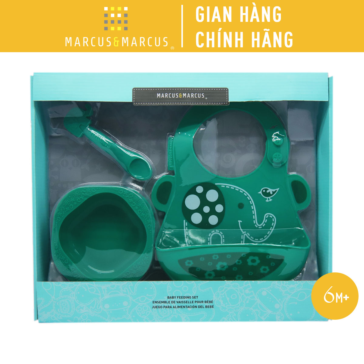 Bộ đồ dùng ăn dặm silicon Baby Marcus & Marcus, cho bé từ 6 tháng - Ollie