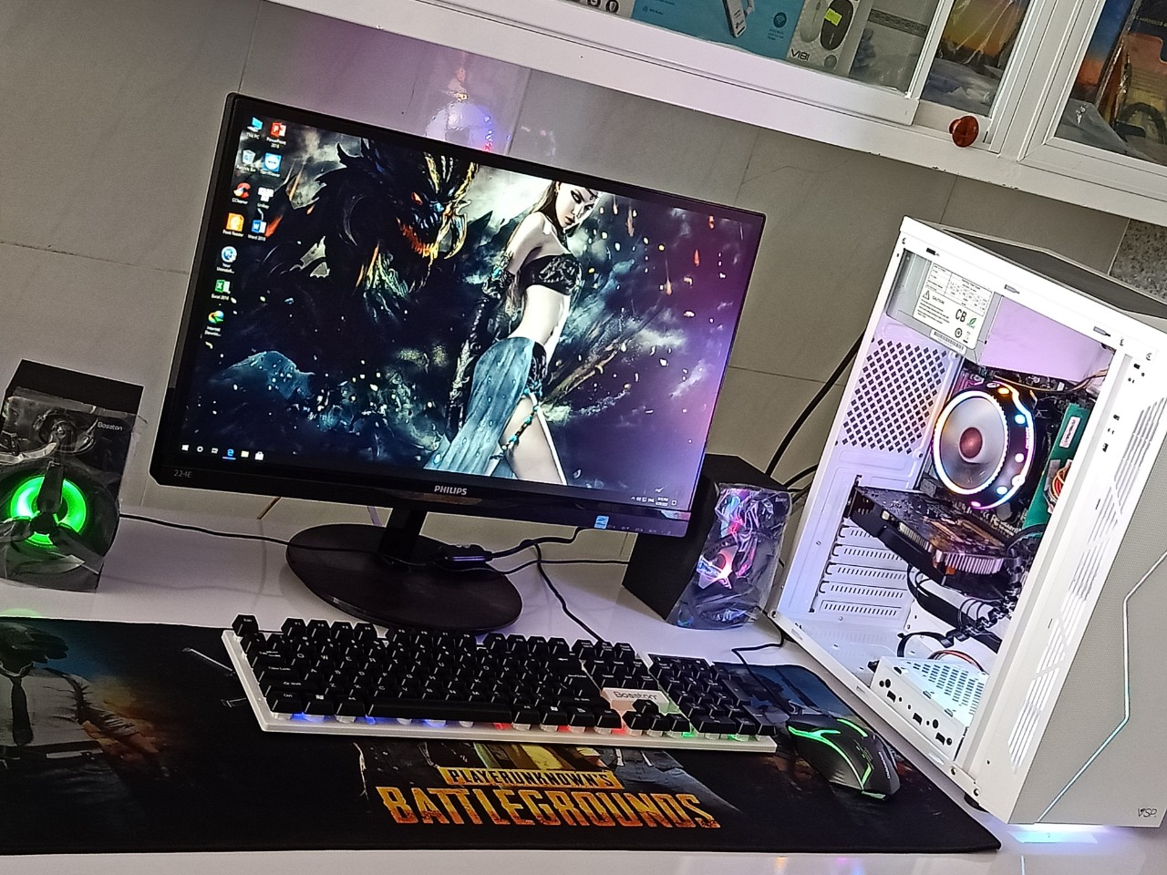 Bộ PC Led Trắng  CHƠI  được các Game GTA5 hay PUBG - Fifa4 - Lol -  giá rẻ...Mua bộ PC Led có Tặng Phím chuột Led + Cặp LOA âm thanh có Led nghe rất hay
