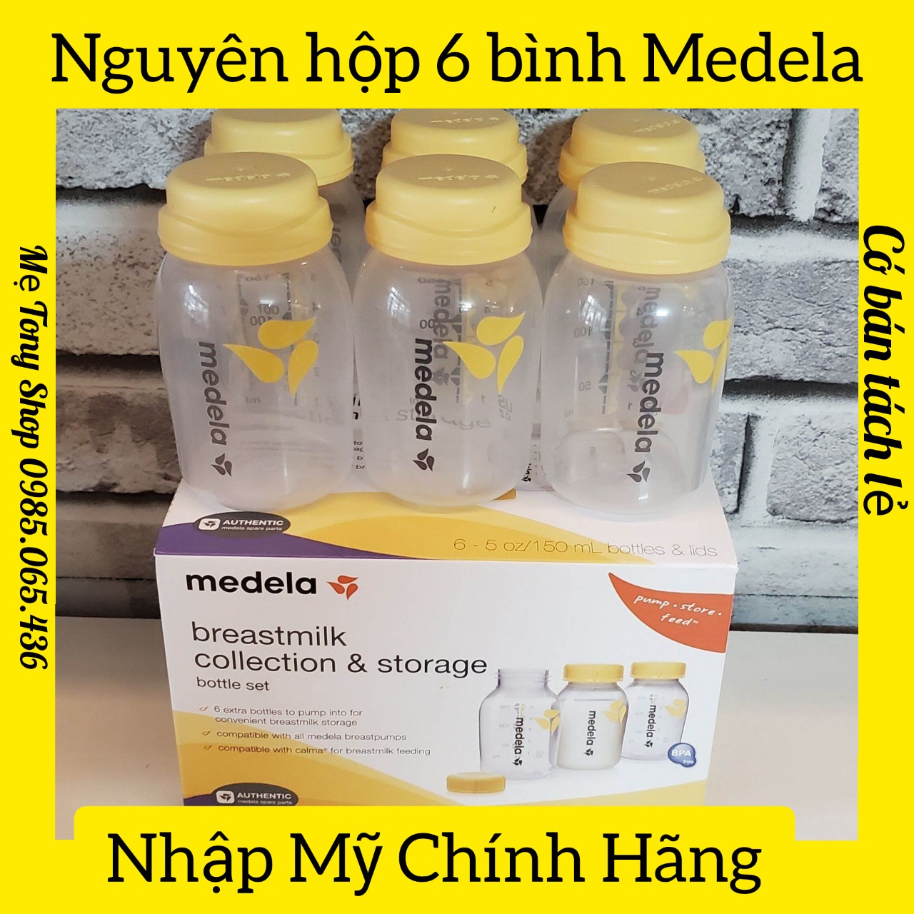 Nguyên hộp 6 bình trữ sữa medela 150ml