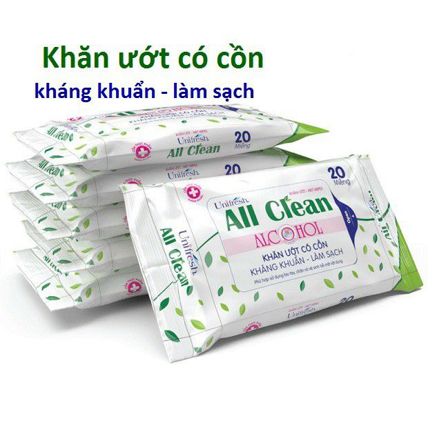 Khăn ướt cồn diệt khuẩn All Clean 20 tờ