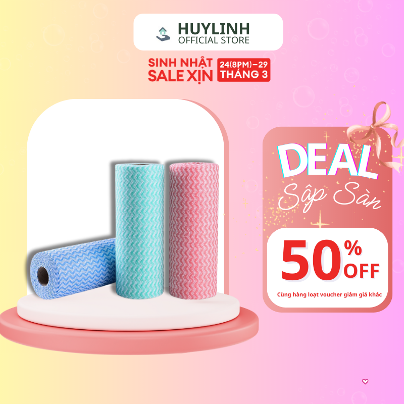 Cuộn khăn vải không dệt lau chén đĩa , đồ dùng nhà bếp, giấy lau đa năng, giấy vệ sinh khăn giấy, Huy Linh