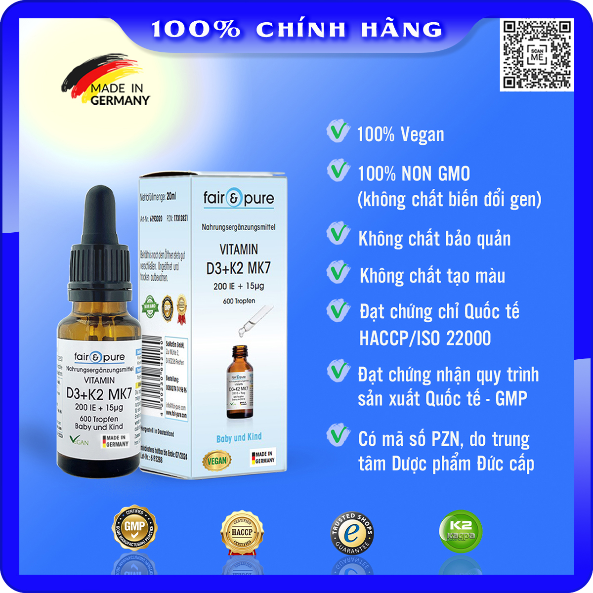 Vitamin d3 k2 mk7 fair & pure đức