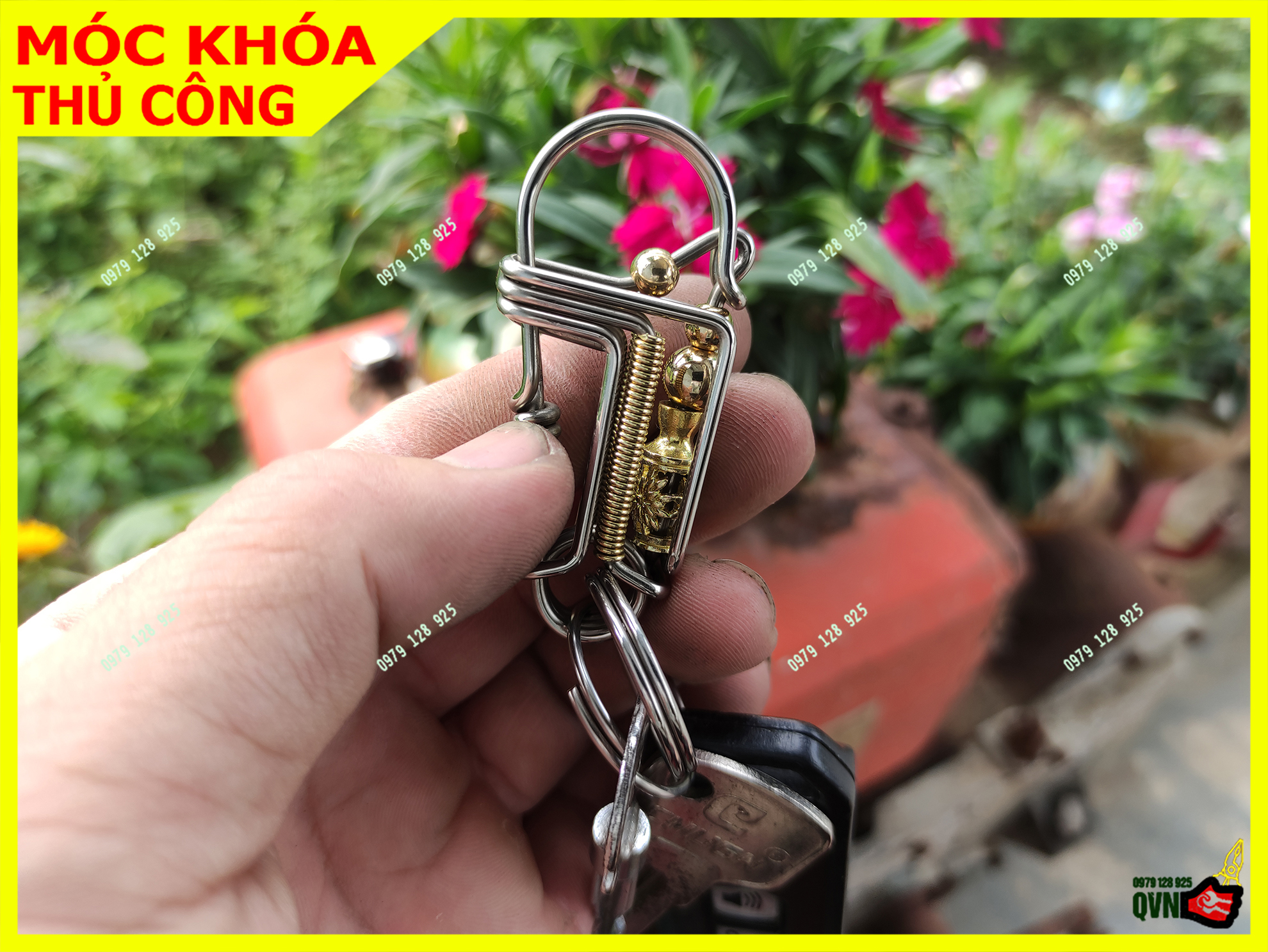 Móc khóa thủ công gắn lọc bình đồng | lục bình inox