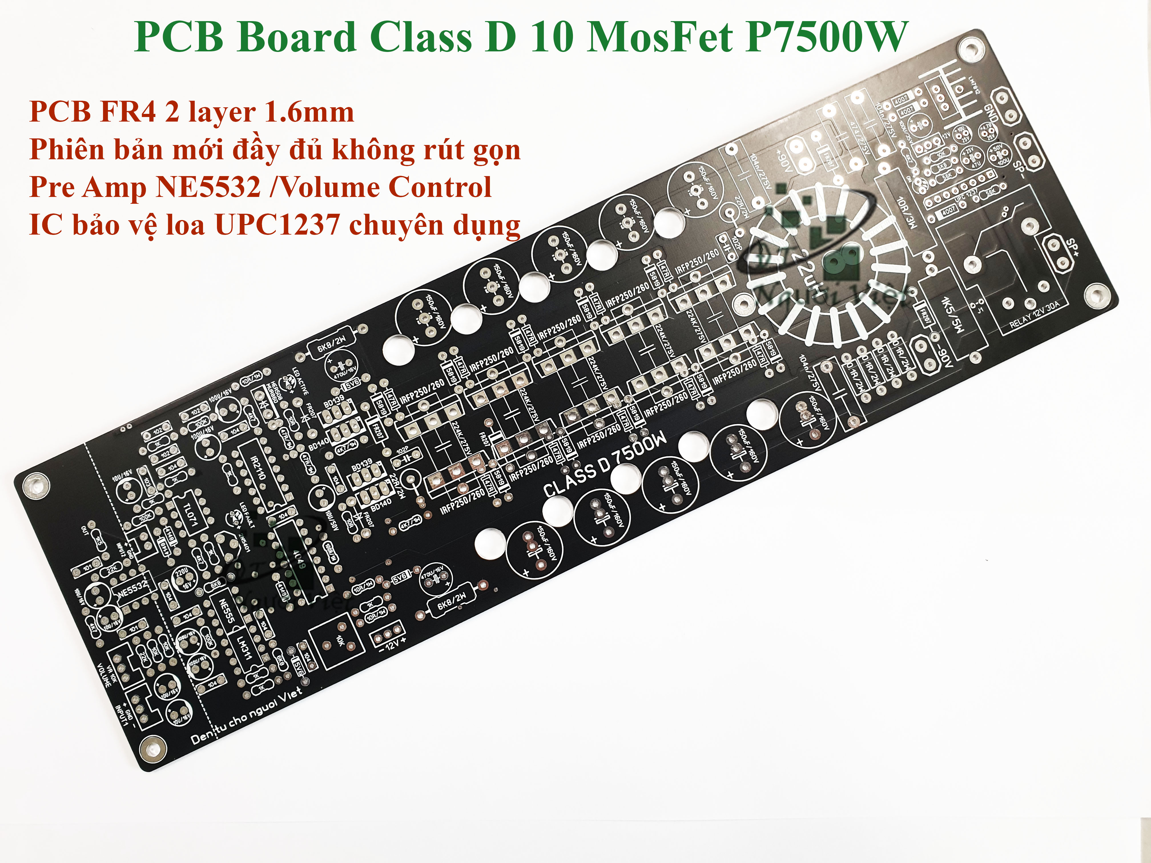 Bo pcb công suất class d 10 mosfet pa7500w