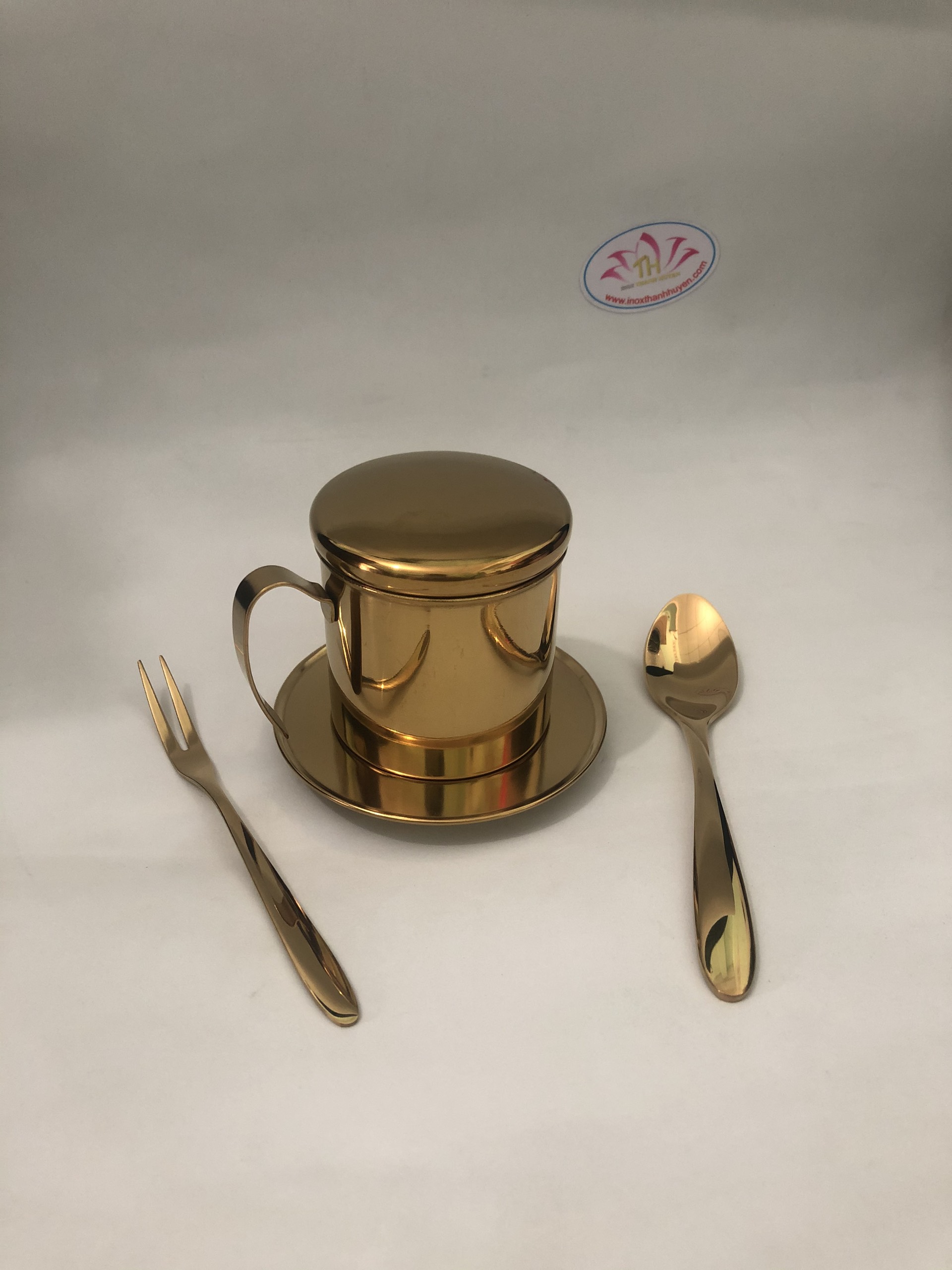 Bộ phin cà phê inox 304 vàng titan cao cấp 6.5cm dùng cho 1 người