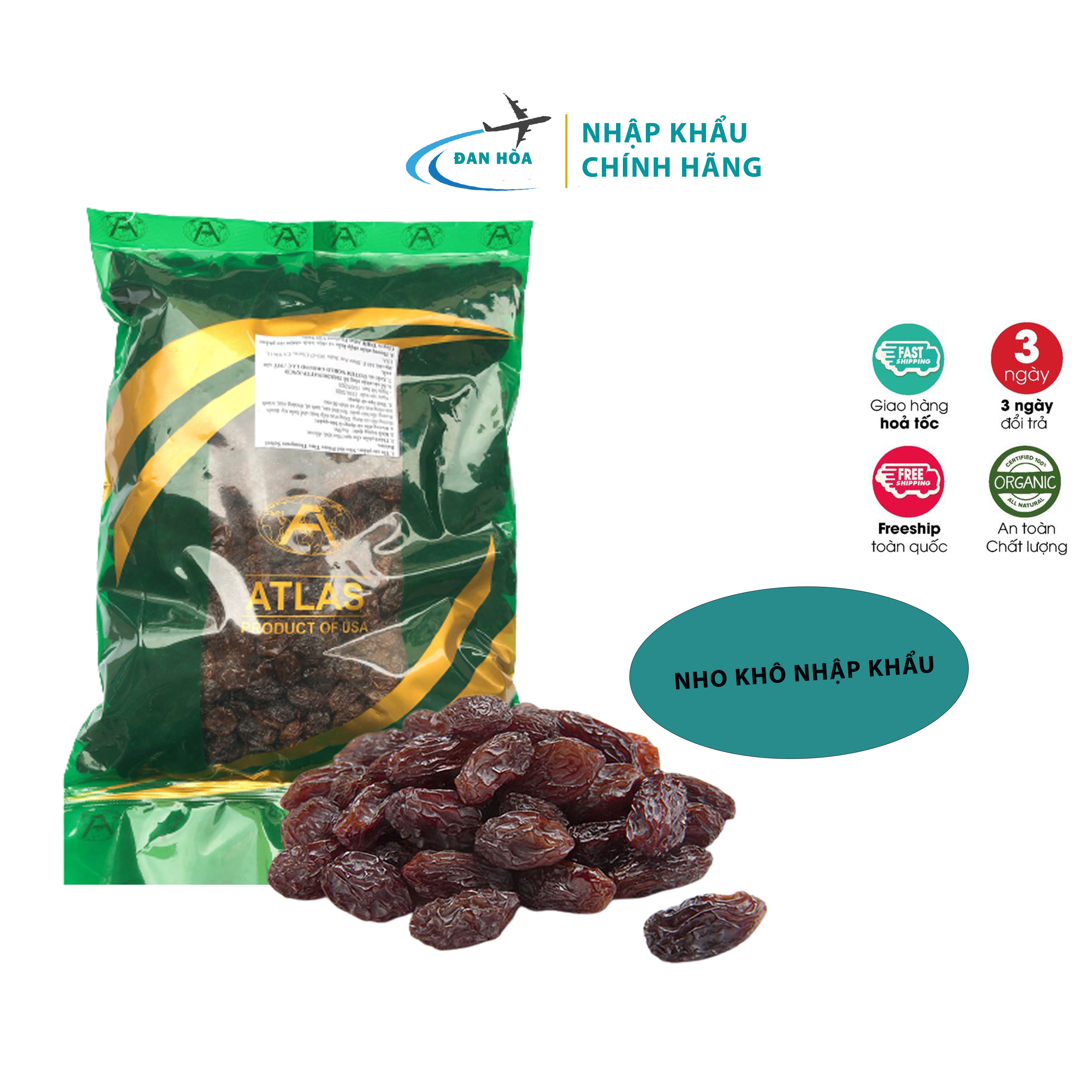 Nho sấy khô NHẬP KHẨU IRAN Queen Diamond Sultana Raisin giàu dinh dưỡng ít đường tốt cho mẹ bầu, trẻ nhỏ trọng lượng 1kg